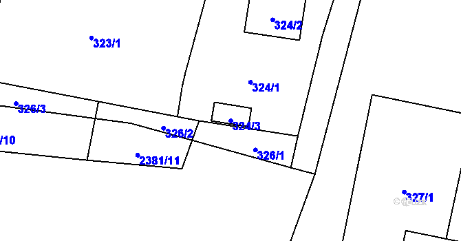 Parcela st. 324/3 v KÚ Kunín, Katastrální mapa