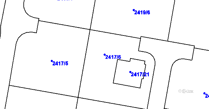 Parcela st. 2417/6 v KÚ Kunín, Katastrální mapa