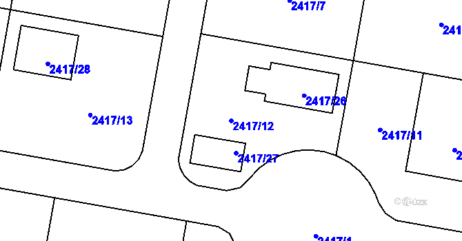 Parcela st. 2417/12 v KÚ Kunín, Katastrální mapa