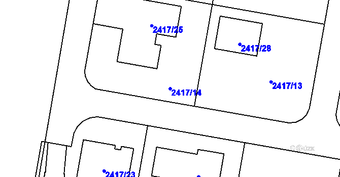 Parcela st. 2417/14 v KÚ Kunín, Katastrální mapa