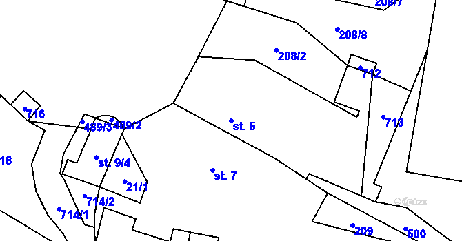 Parcela st. 5 v KÚ Chvalšovice u Čachrova, Katastrální mapa
