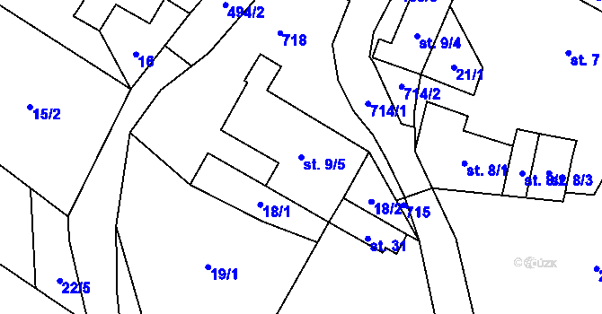 Parcela st. 9/5 v KÚ Chvalšovice u Čachrova, Katastrální mapa