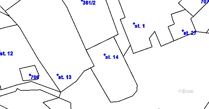 Parcela st. 14 v KÚ Chvalšovice u Čachrova, Katastrální mapa