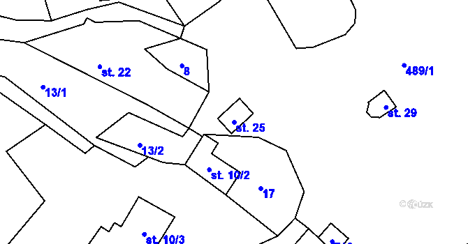 Parcela st. 25 v KÚ Chvalšovice u Čachrova, Katastrální mapa