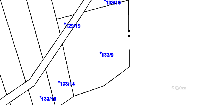 Parcela st. 133/9 v KÚ Chvalšovice u Čachrova, Katastrální mapa