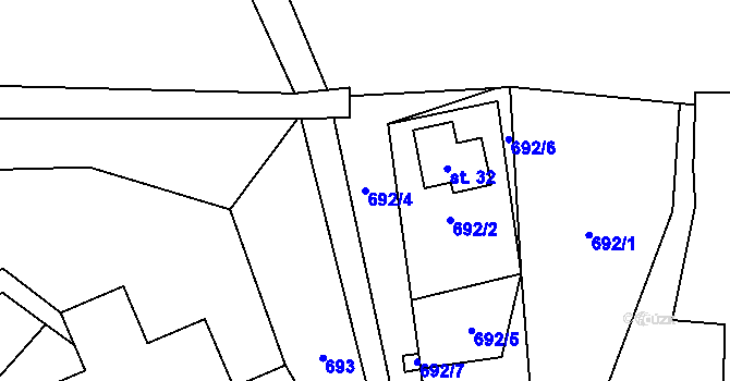 Parcela st. 692/4 v KÚ Chvalšovice u Čachrova, Katastrální mapa