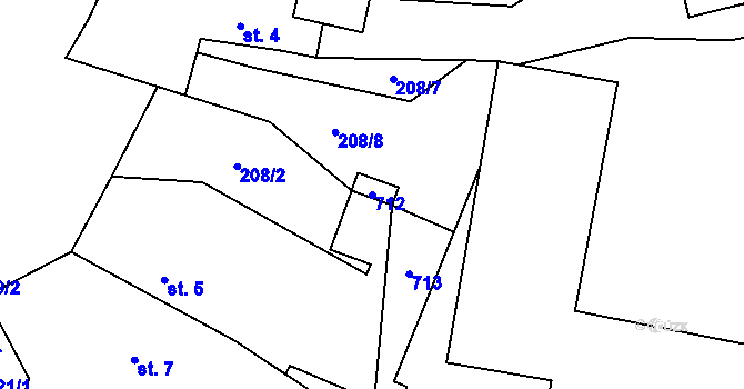 Parcela st. 712 v KÚ Chvalšovice u Čachrova, Katastrální mapa