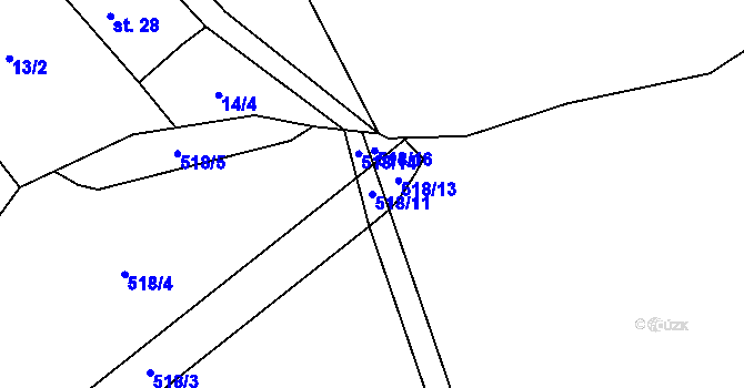 Parcela st. 518/11 v KÚ Chvalšovice u Čachrova, Katastrální mapa