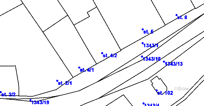 Parcela st. 4/2 v KÚ Kunkovice u Litenčic, Katastrální mapa