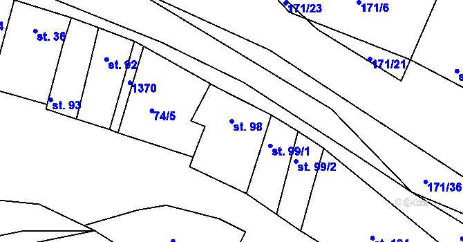 Parcela st. 98 v KÚ Kunkovice u Litenčic, Katastrální mapa