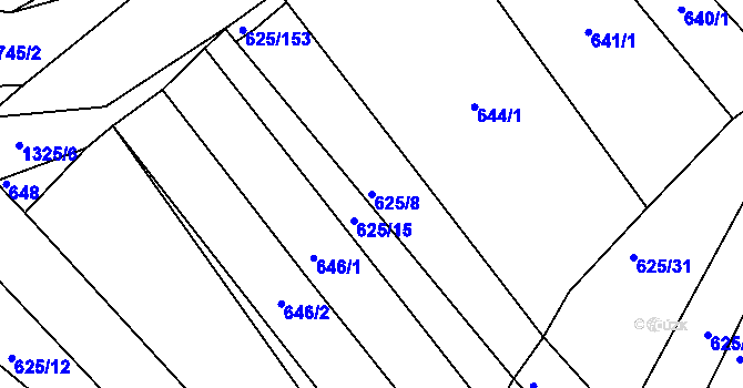 Parcela st. 625/8 v KÚ Kunkovice u Litenčic, Katastrální mapa