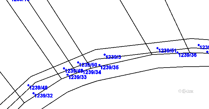 Parcela st. 1239/3 v KÚ Kunkovice u Litenčic, Katastrální mapa