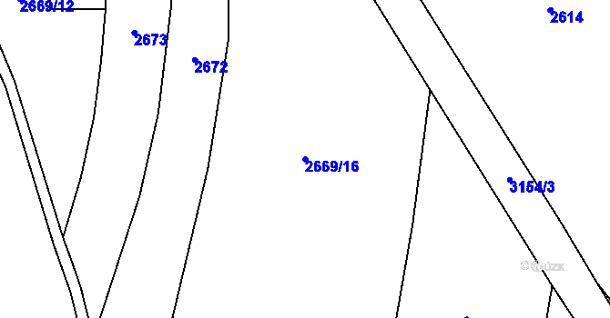 Parcela st. 2669/16 v KÚ Kuňovice, Katastrální mapa