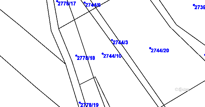 Parcela st. 2744/10 v KÚ Kuňovice, Katastrální mapa
