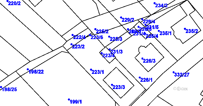Parcela st. 223/4 v KÚ Kunovice u Uherského Hradiště, Katastrální mapa