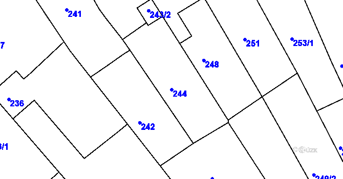 Parcela st. 244 v KÚ Kunovice u Uherského Hradiště, Katastrální mapa