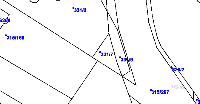 Parcela st. 331/7 v KÚ Kunovice u Uherského Hradiště, Katastrální mapa