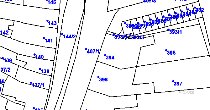 Parcela st. 394 v KÚ Kunovice u Uherského Hradiště, Katastrální mapa