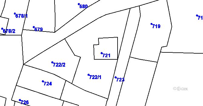 Parcela st. 721 v KÚ Kunovice u Uherského Hradiště, Katastrální mapa