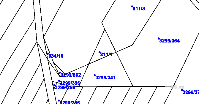 Parcela st. 811/1 v KÚ Kunovice u Uherského Hradiště, Katastrální mapa