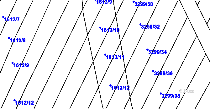 Parcela st. 1613/11 v KÚ Kunovice u Uherského Hradiště, Katastrální mapa