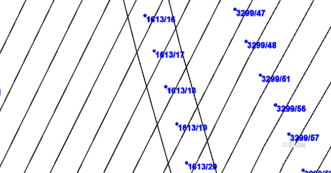 Parcela st. 1613/18 v KÚ Kunovice u Uherského Hradiště, Katastrální mapa