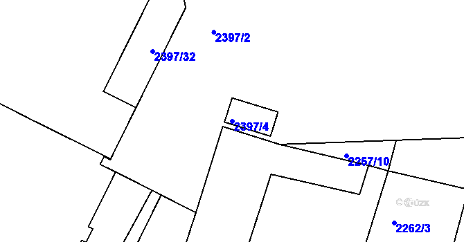 Parcela st. 2397/4 v KÚ Kunovice u Uherského Hradiště, Katastrální mapa