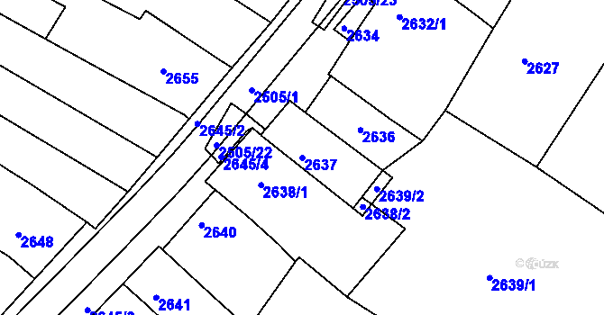 Parcela st. 2637 v KÚ Kunovice u Uherského Hradiště, Katastrální mapa