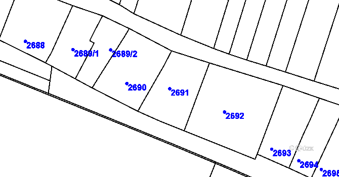 Parcela st. 2691 v KÚ Kunovice u Uherského Hradiště, Katastrální mapa