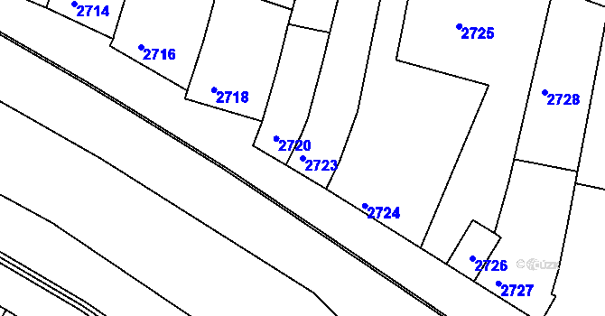 Parcela st. 2723 v KÚ Kunovice u Uherského Hradiště, Katastrální mapa