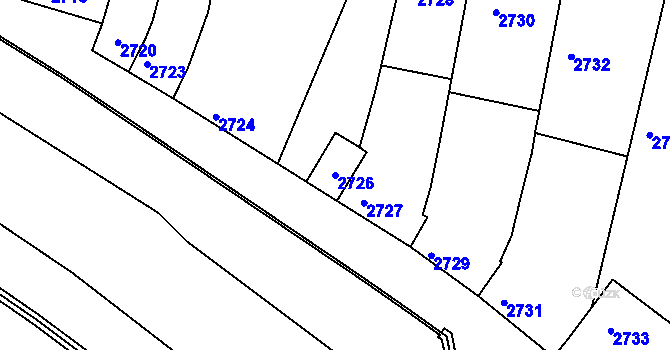 Parcela st. 2726 v KÚ Kunovice u Uherského Hradiště, Katastrální mapa