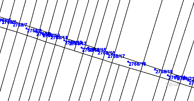 Parcela st. 2768/16 v KÚ Kunovice u Uherského Hradiště, Katastrální mapa
