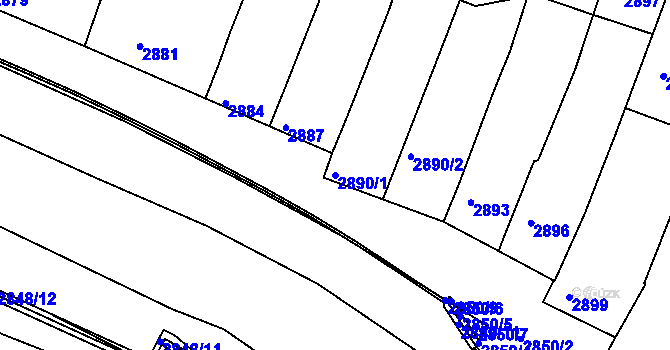 Parcela st. 2890/1 v KÚ Kunovice u Uherského Hradiště, Katastrální mapa