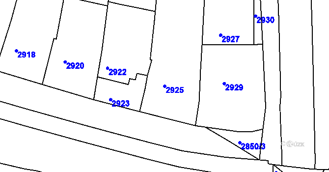 Parcela st. 2925 v KÚ Kunovice u Uherského Hradiště, Katastrální mapa
