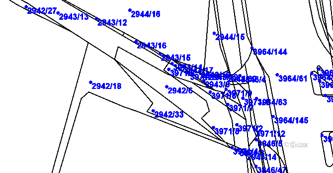 Parcela st. 2942/6 v KÚ Kunovice u Uherského Hradiště, Katastrální mapa