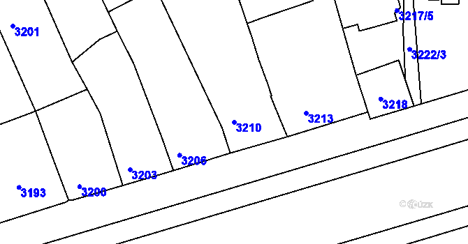 Parcela st. 3210 v KÚ Kunovice u Uherského Hradiště, Katastrální mapa