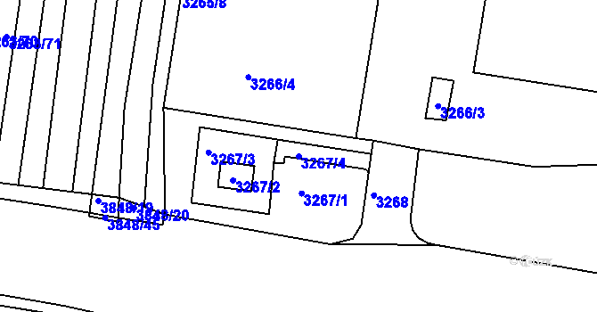 Parcela st. 3267/4 v KÚ Kunovice u Uherského Hradiště, Katastrální mapa
