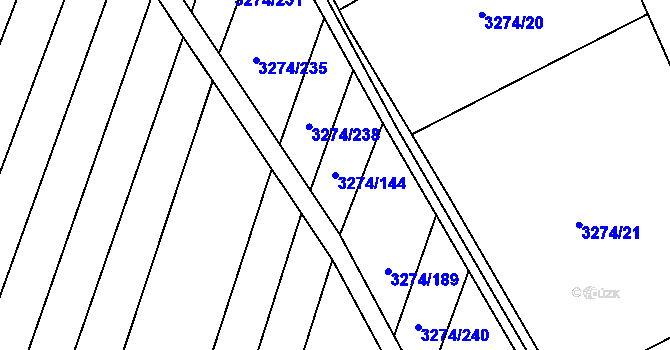 Parcela st. 3274/144 v KÚ Kunovice u Uherského Hradiště, Katastrální mapa