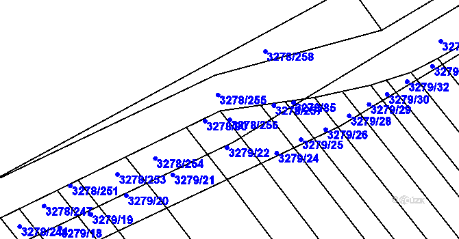 Parcela st. 3278/256 v KÚ Kunovice u Uherského Hradiště, Katastrální mapa
