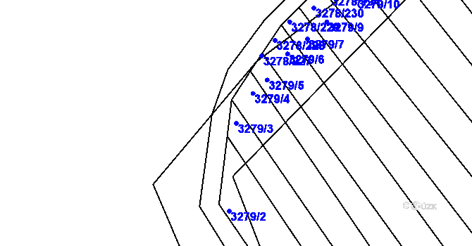 Parcela st. 3279/3 v KÚ Kunovice u Uherského Hradiště, Katastrální mapa