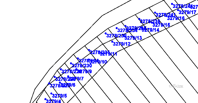 Parcela st. 3279/11 v KÚ Kunovice u Uherského Hradiště, Katastrální mapa