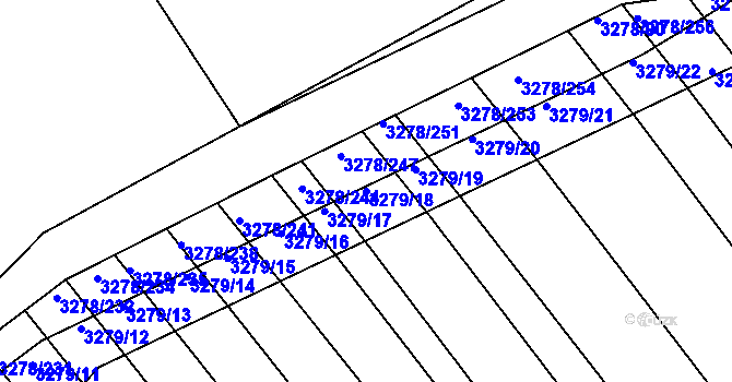 Parcela st. 3279/18 v KÚ Kunovice u Uherského Hradiště, Katastrální mapa