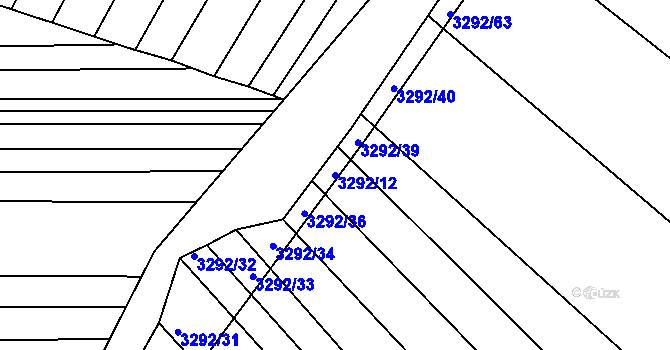 Parcela st. 3292/12 v KÚ Kunovice u Uherského Hradiště, Katastrální mapa