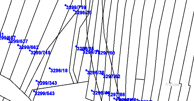 Parcela st. 3297/60 v KÚ Kunovice u Uherského Hradiště, Katastrální mapa