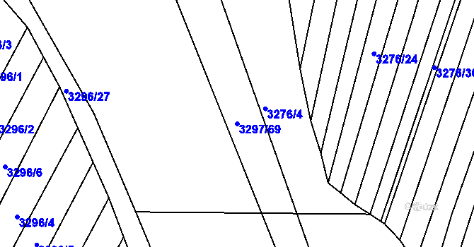 Parcela st. 3297/69 v KÚ Kunovice u Uherského Hradiště, Katastrální mapa