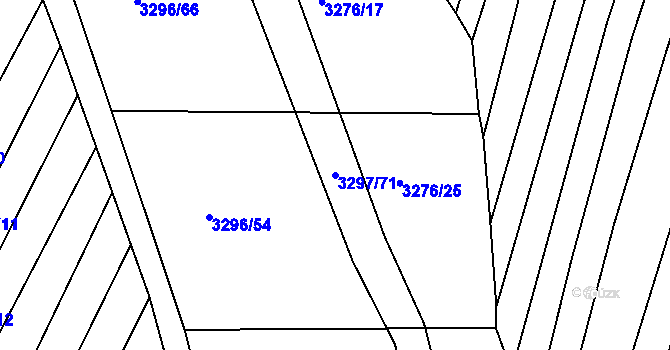 Parcela st. 3297/71 v KÚ Kunovice u Uherského Hradiště, Katastrální mapa
