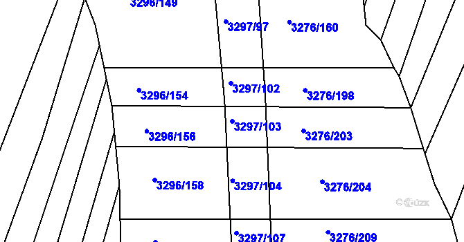 Parcela st. 3297/103 v KÚ Kunovice u Uherského Hradiště, Katastrální mapa