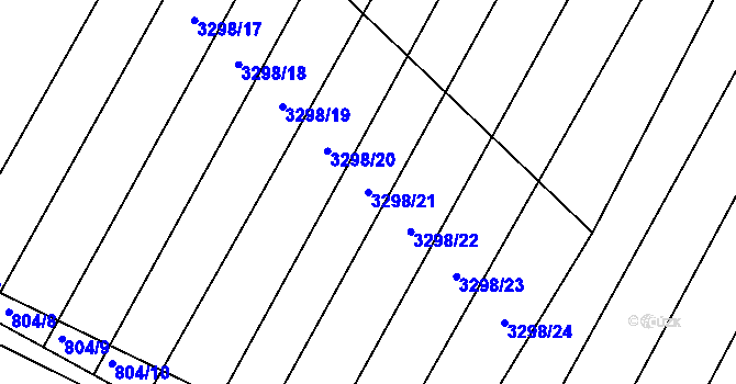 Parcela st. 3298/21 v KÚ Kunovice u Uherského Hradiště, Katastrální mapa