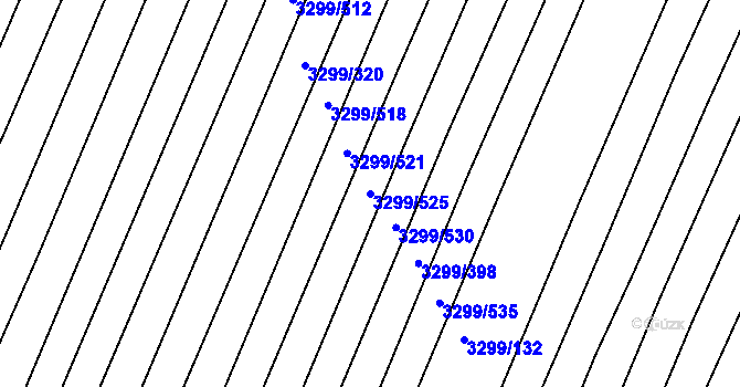 Parcela st. 3299/525 v KÚ Kunovice u Uherského Hradiště, Katastrální mapa