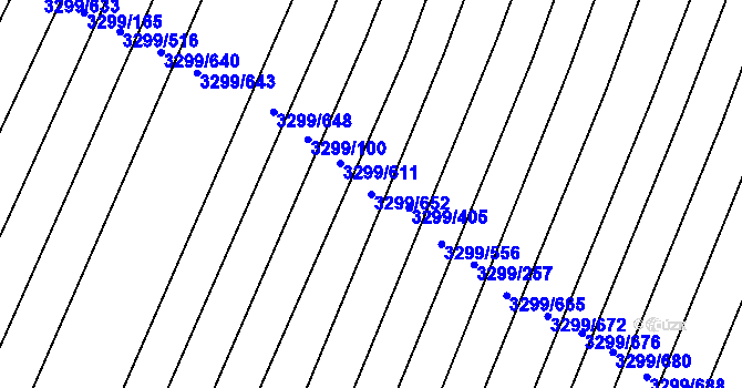 Parcela st. 3299/652 v KÚ Kunovice u Uherského Hradiště, Katastrální mapa